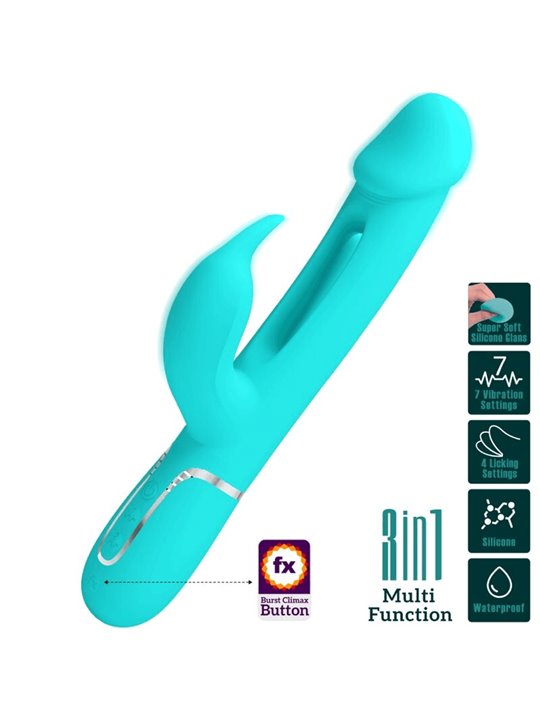 Pretty Love Kampas - Vibratore Rabbit Multifunzione Verde Acqua