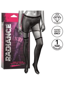 Radiance - Set 2 PZ Minigonna Reggicalze + Calze Autoreggenti Nero Taglia Unica