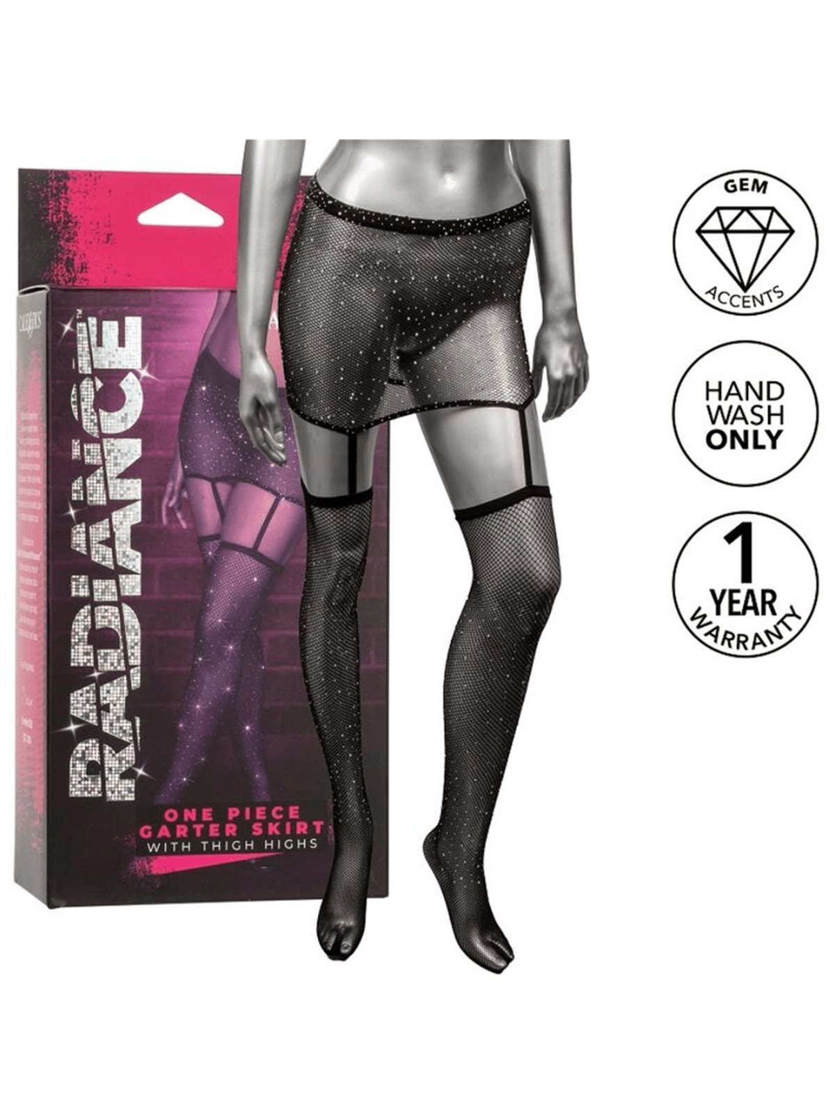 Radiance - Set 2 PZ Minigonna Reggicalze + Calze Autoreggenti Nero Taglia Unica