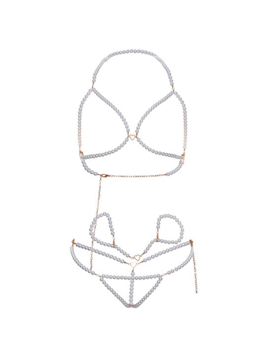 Leg Avenue - Bra Wristbands & Pearl Thong Set