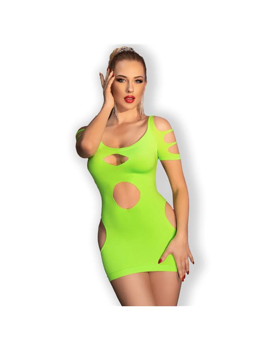 Chilirose CR 4671 - Mini Abito Double Face con Ampie Aperture Verde S/M