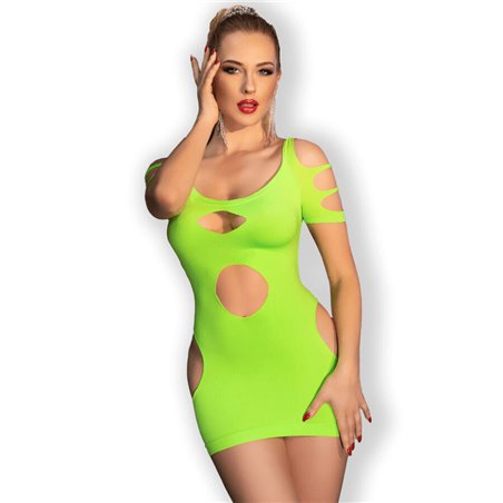 Chilirose CR 4671 - Mini Abito Double Face con Ampie Aperture Verde S/M