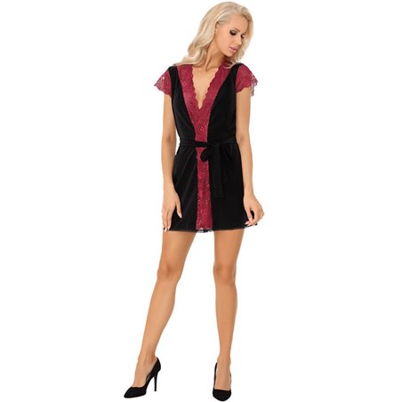 Livco Corsetti Fashion - Kumiko LC 90428 Dressing Gown + Panty Black L/XL