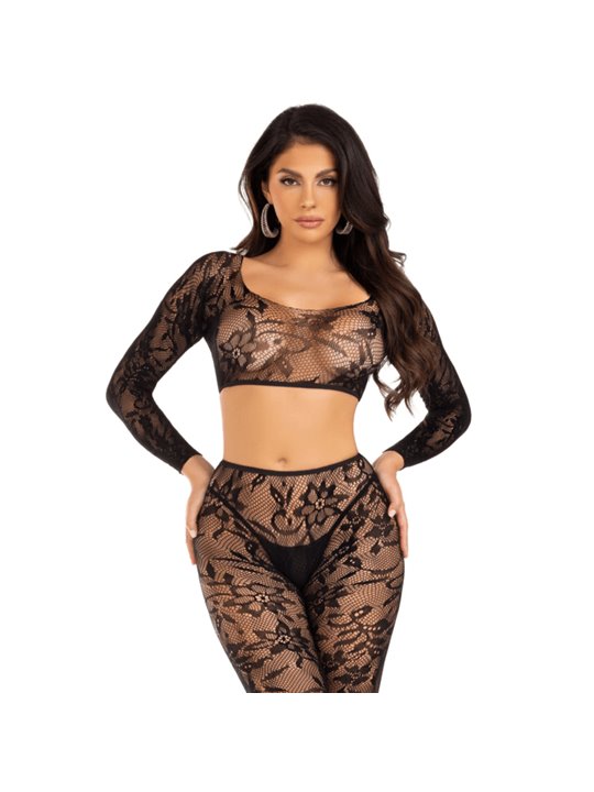 Leg Avenue - Top Corto e Collant alla Caviglia Neri Taglia Unica