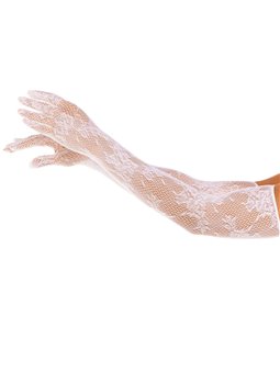 Leg Avenue - Guanti a Rete Floreale Bianchi Taglia Unica