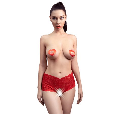 Chilirose CR 4641 - Culotte in Pizzo Floreale con Cavallo Aperto Rosso L/XL