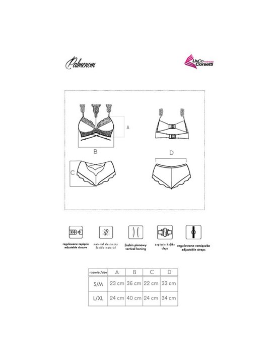 Livco Corsetti Fashion - Palmenom LC 90614 Bra + Panty Black L/XL