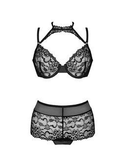 Livco Corsetti Fashion - Linera for The Senses Collection Bra + Panty Black L/XL