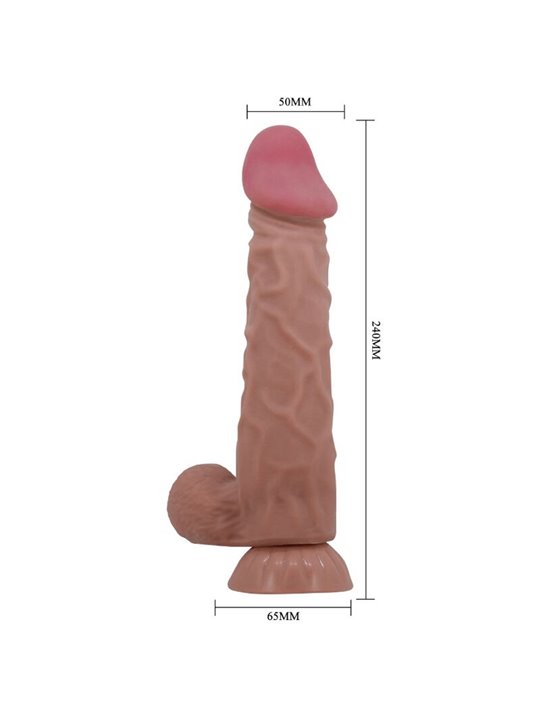PRETTY LOVE - SLIDING SKIN SERIES REALISTIC DILDO WITH SLIDING SKIN SUCTION CUP BROWN 24 CM