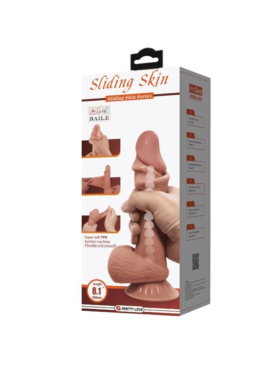 PRETTY LOVE - SLIDING SKIN SERIES REALISTIC DILDO WITH SLIDING BROWN SKIN SUCTION CUP 21.8 CM