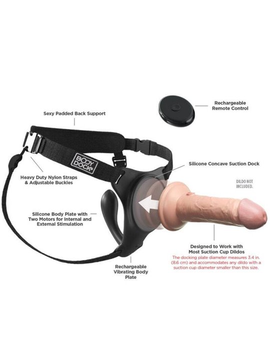Pipedream - Imbracatura Strap On con Plug Vibrante Body Dock G-Spot Pro Harness
