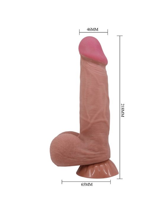 PRETTY LOVE - SLIDING SKIN SERIES REALISTIC DILDO WITH SLIDING BROWN SKIN SUCTION CUP 20.6 CM