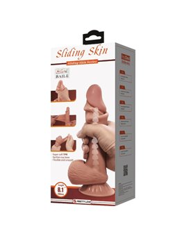 PRETTY LOVE - SLIDING SKIN SERIES REALISTIC DILDO WITH SLIDING BROWN SKIN SUCTION CUP 19.4 CM