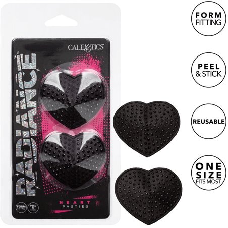 CalExotics Radiance Heart - Copricapezzoli a Forma di Cuore con Gemme - Nero