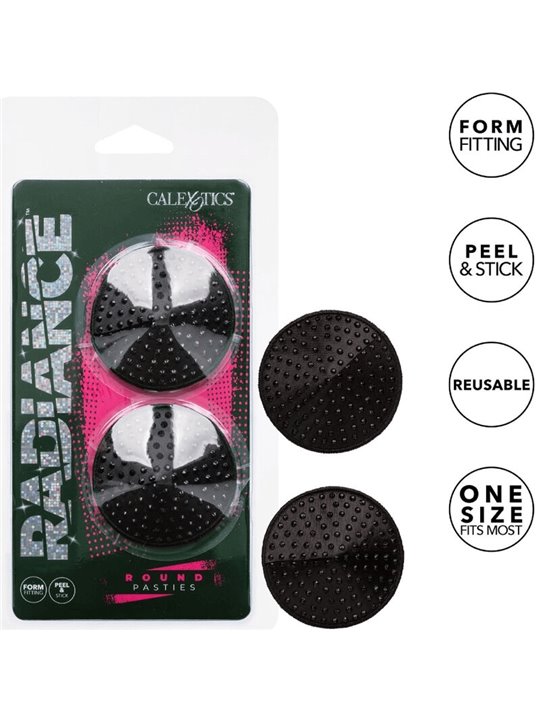 CalExotics Radiance Heart - Copricapezzoli di Forma Tonda con Gemme - Nero