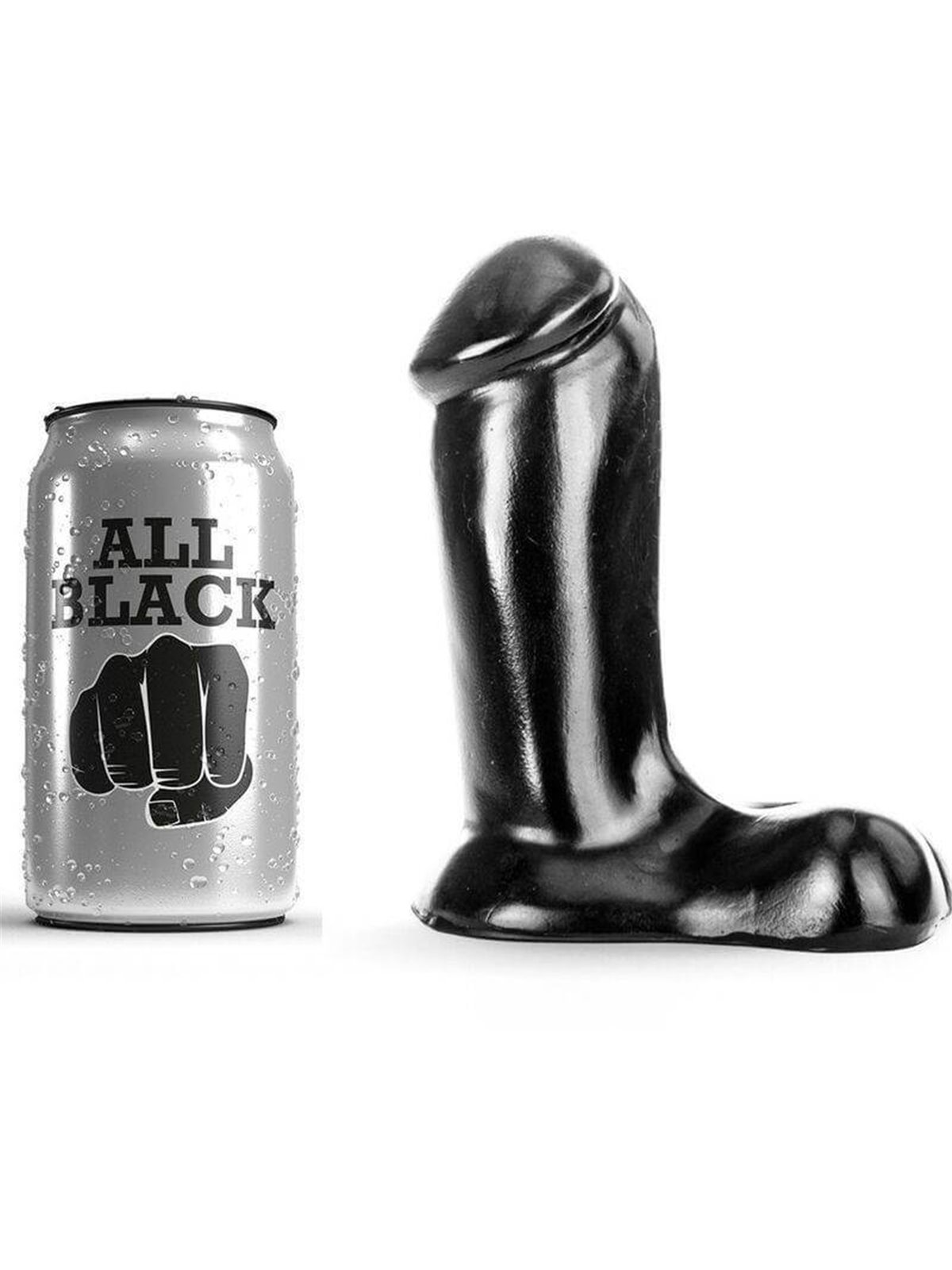 All Black - Pene Realistico con Testicoli e Ventosa 14 CM