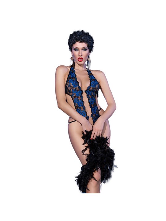 Chilirose CR 4479 - Body Sensuale in Pizzo con Cavallo Aperto - S/M Blu