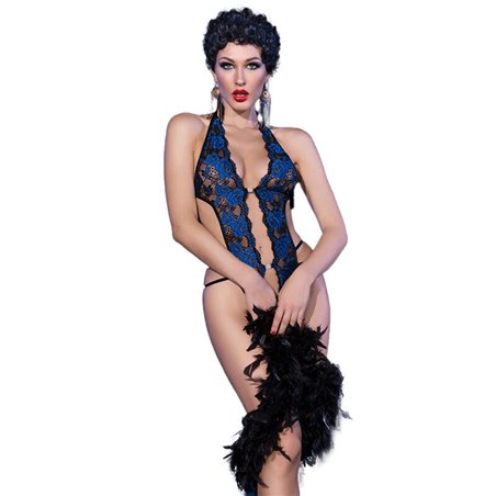 Chilirose CR 4479 - Body Sensuale in Pizzo con Cavallo Aperto - S/M Blu