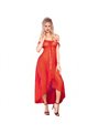 Chilirose CR 3716 - Babydoll Lungo in Finto Raso Rosso + Perizoma - Taglia L/XL