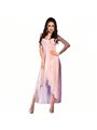 Chilirose CR 3716 - Babydoll Lungo in Finto Raso Rosa + Perizoma - Taglia L/XL