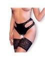 Chilirose CR 4656 - Slip in Finta Pelle con Cavallo Aperto e Fibbie - L/XL Nero