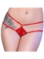 Chilirose CR 4387 - Slip in Pizzo con Stringhe Regolabili - Taglia S/M Rosso