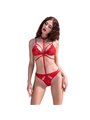 Chilirose CR 4633 - Reggiseno e Perizoma in Pizzo - Taglia L/XL Rosso