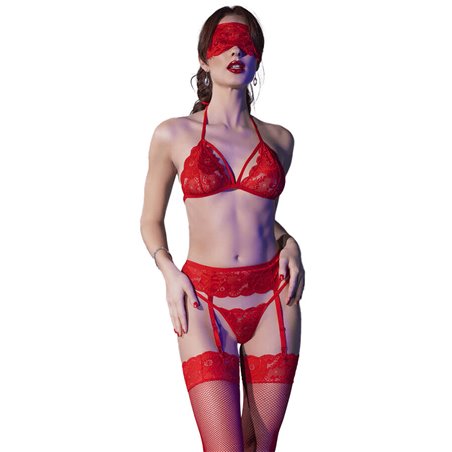 Chilirose CR 4467 - Reggiseno, Perizoma, Calze e Reggicalze - L/XL Rosso