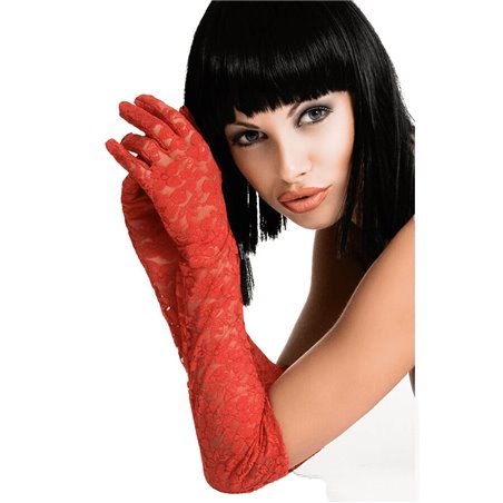 Chilirose CR 3071 - Guanti Lunghi in Pizzo Eleganti - Rosso
