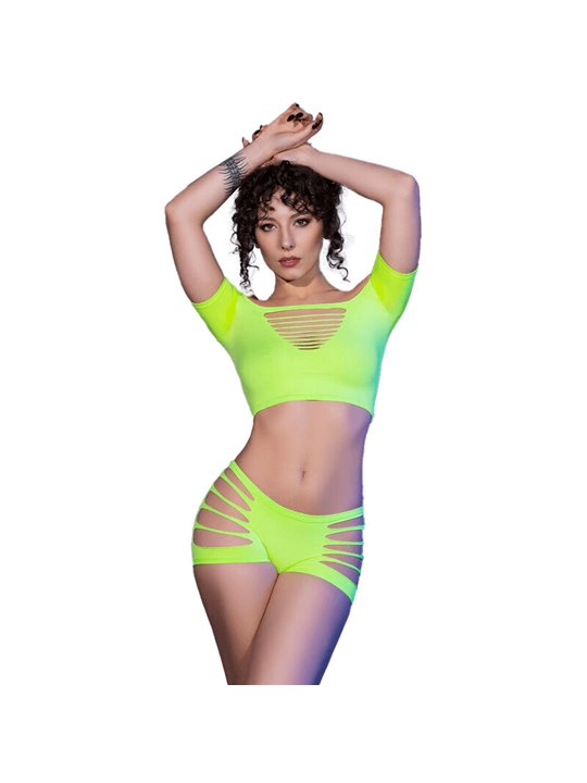CHILIROSE - CR 4433 TOP & SHORTS GREEN S/M