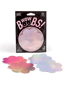 Secret Play Wow Boobs! Copricapezzoli a forma di Fiore - 2 Paia Rosa e Argento