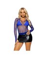 LEG AVENUE - FISHNET LONG SLEEVE T-SHIRT BLUE