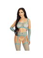 Leg Avenue - Top, Calze, Reggicalze e Guanti a Rete - Taglia Unica Blu