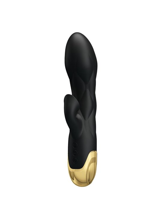 Pretty Love Royal Pleasure - Vibratore Rabbit Nero Placcato in Oro Succhia Clitoride
