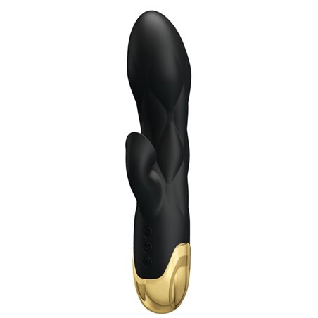Pretty Love Royal Pleasure - Vibratore Rabbit Nero Placcato in Oro Succhia Clitoride