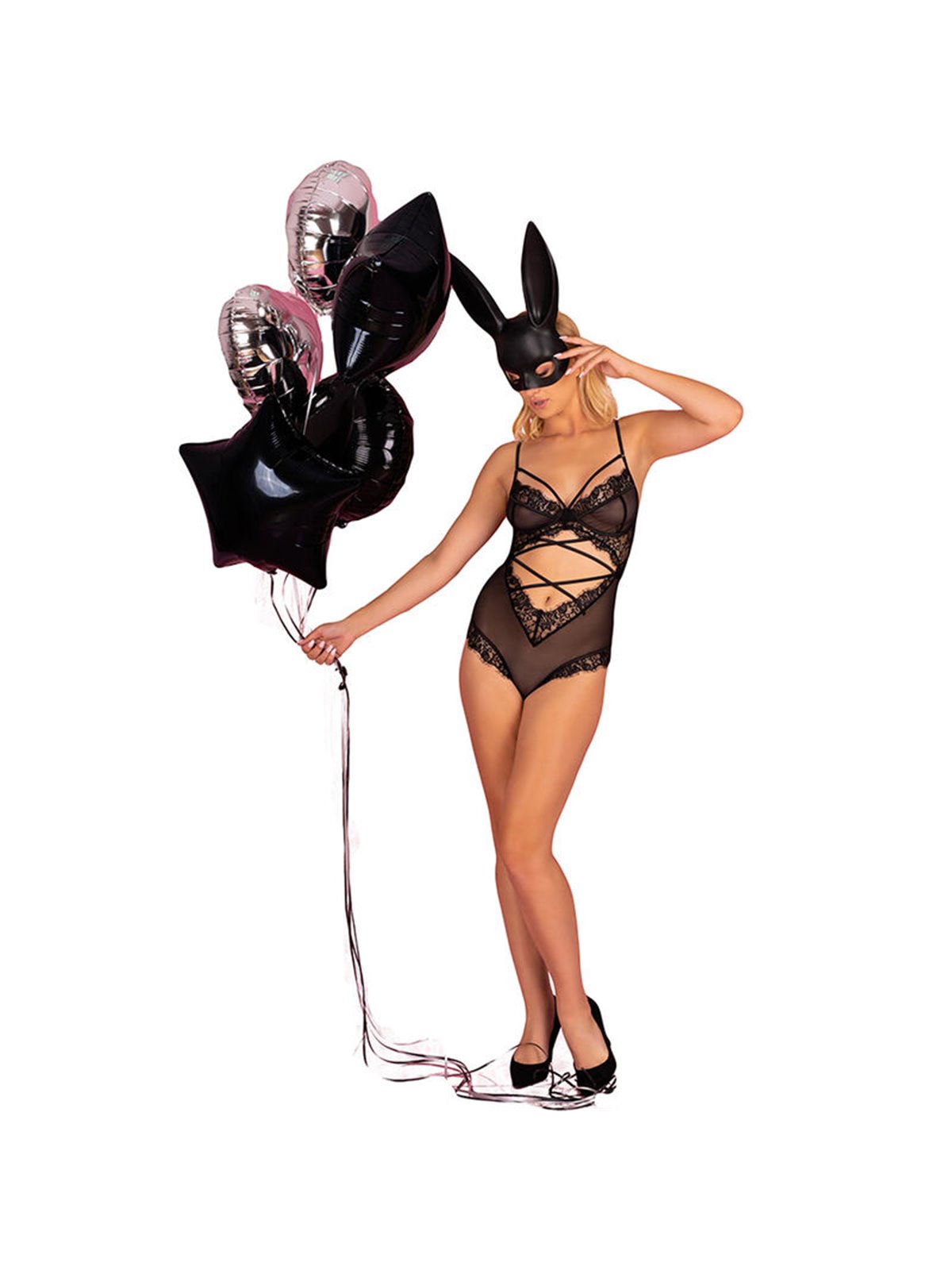 Livco Corsetti Kylssiam LC 90613 - Body in Tulle e Pizzo S/M Nero