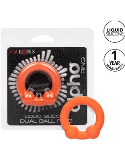 Calexotics Alpha Dual Ball Ring - Anello Fallico in Silicone Liquido Arancione