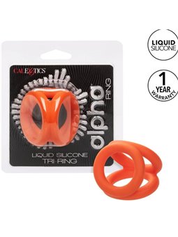 Calexotics Alpha Tri-Ring - Anello Fallico in Silicone Liquido Arancione