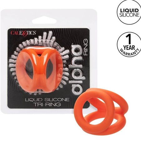Calexotics Alpha Tri-Ring - Anello Fallico in Silicone Liquido Arancione