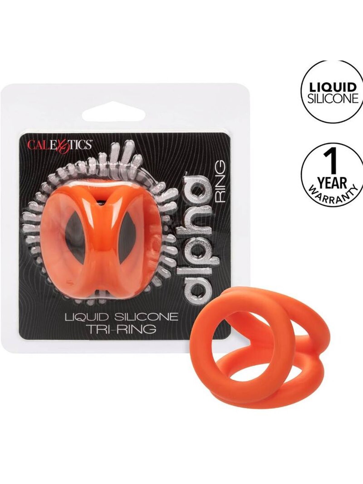 Calexotics Alpha Tri-Ring - Anello Fallico in Silicone Liquido Arancione