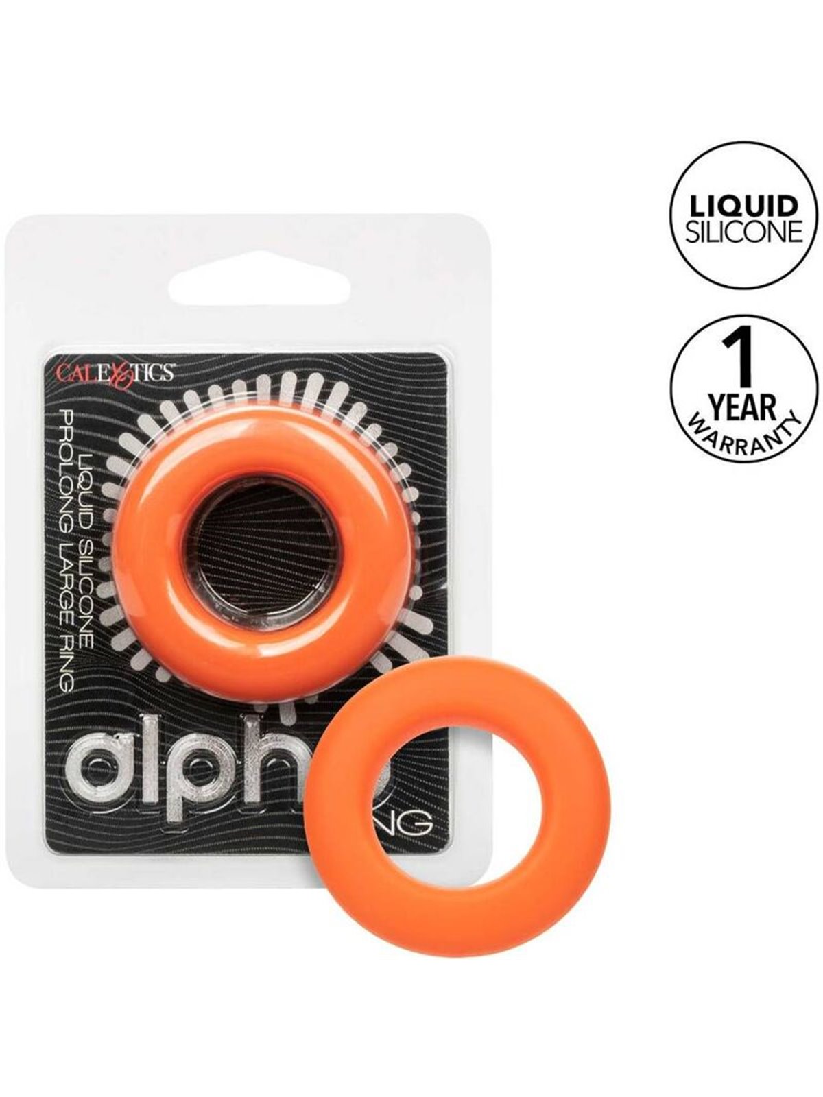  Calexotics Alpha Prolong Large Ring - Anello Fallico in Silicone Arancione