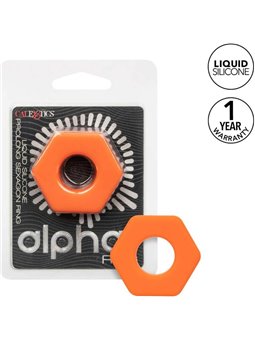  Calexotics Alpha Prolong Sexagon Ring - Anello Fallico in Silicone Arancione