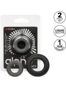  Calexotics Alpha Prolong Ring - Set di 2 Anelli Fallici in Silicone Liquido