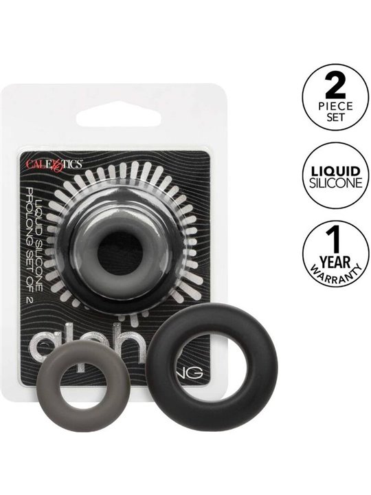  Calexotics Alpha Prolong Ring - Set di 2 Anelli Fallici in Silicone Liquido