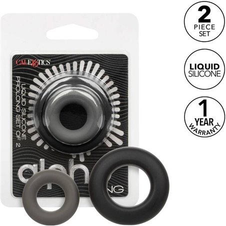  Calexotics Alpha Prolong Ring - Set di 2 Anelli Fallici in Silicone Liquido