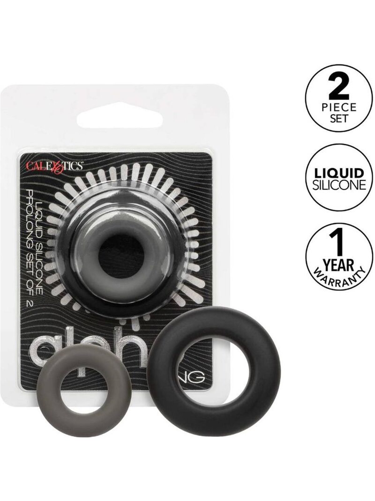 Calexotics Alpha Prolong Ring - Set di 2 Anelli Fallici in Silicone Liquido