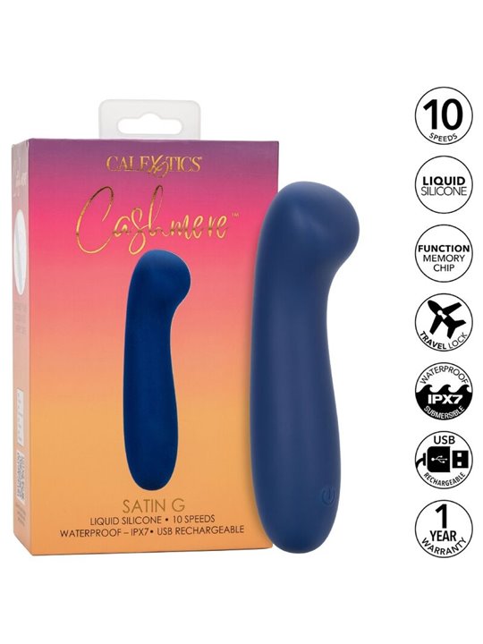  Calexotics Cashmere Satin G - Massaggiatore Intimo a Testa Piatta in Silicone Blu