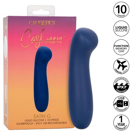  Calexotics Cashmere Satin G - Massaggiatore Intimo a Testa Piatta in Silicone Blu