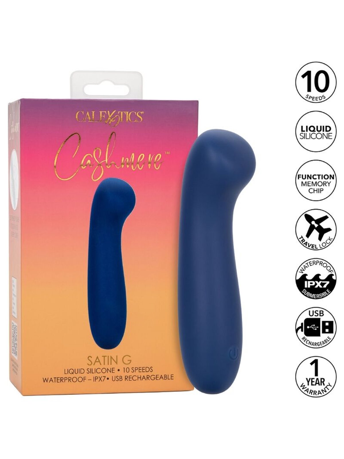  Calexotics Cashmere Satin G - Massaggiatore Intimo a Testa Piatta in Silicone Blu