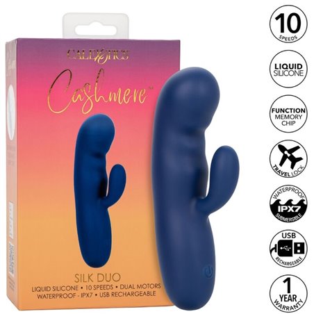  Calexotics Cashmere Silk Duo - Vibratore Rabbit in Silicone Blu 10 Velocità